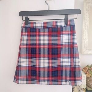 Vineyard Vines girls 8 faux wrap plaid wool skirt classic red blue uniform